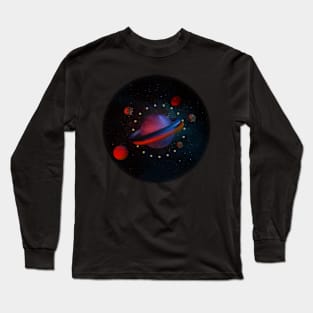 Galaxy spaceship planets 3d Long Sleeve T-Shirt